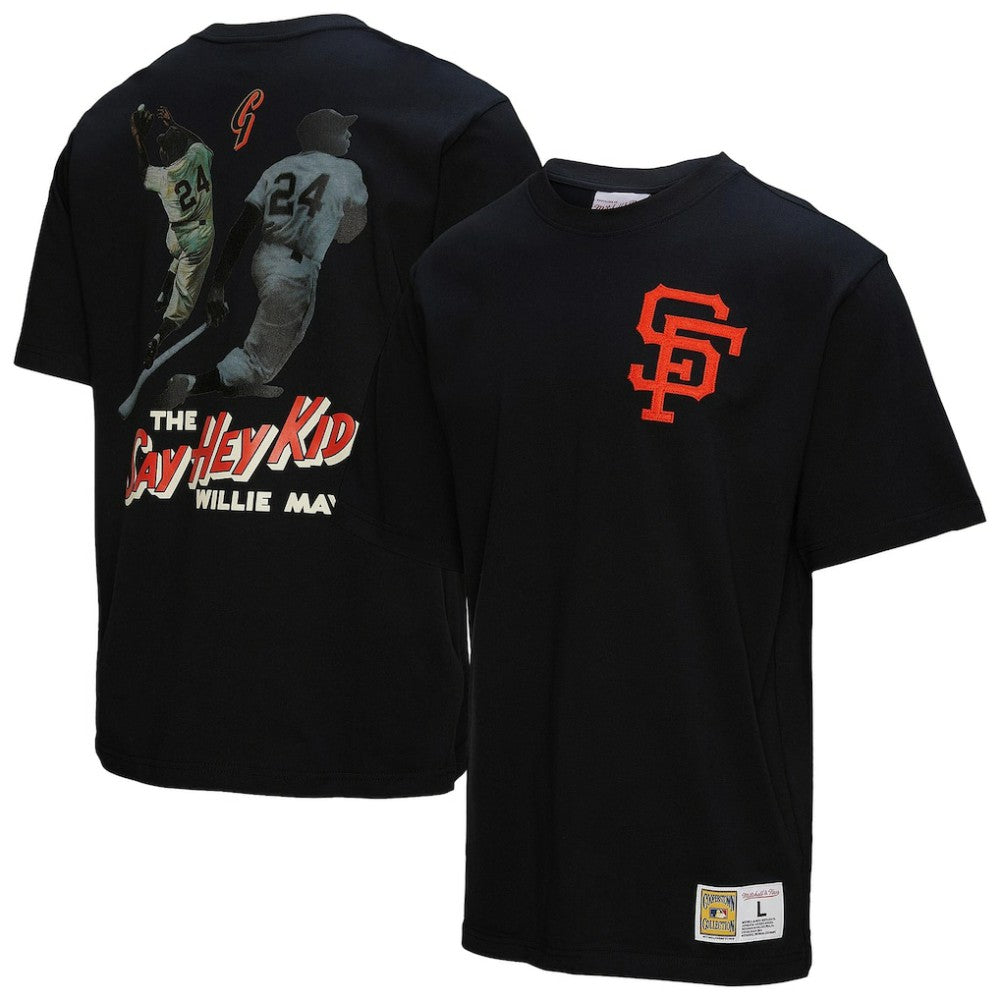 Willie Mays San Francisco Giants Legends Collection Vintage Logo T-Shirt - Black | Mitchell & Ness