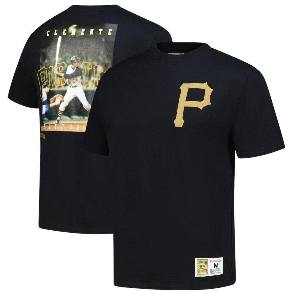 Roberto Clemente Pittsburgh Pirates Legends Collection Vintage Logo T-Shirt - Black | Mitchell & Ness