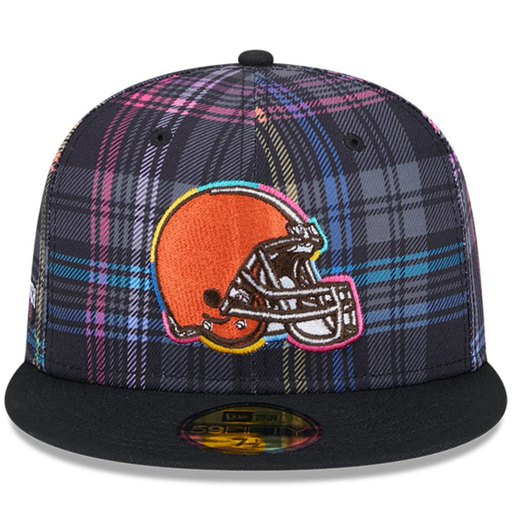 Cleveland Browns New Era 2024 NFL Crucial Catch Plaid 59FIFTY Fitted Hat - Black for sale