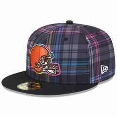 Cleveland Browns New Era 2024 NFL Crucial Catch Plaid 59FIFTY Fitted Hat - Black for sale