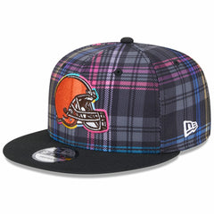 Cleveland Browns New Era 2024 NFL Crucial Catch Plaid 9FIFTY Snapback Hat - Black cheap