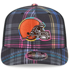Cleveland Browns New Era 2024 NFL Crucial Catch Plaid 9SEVENTY Trucker Snapback Hat - Black online