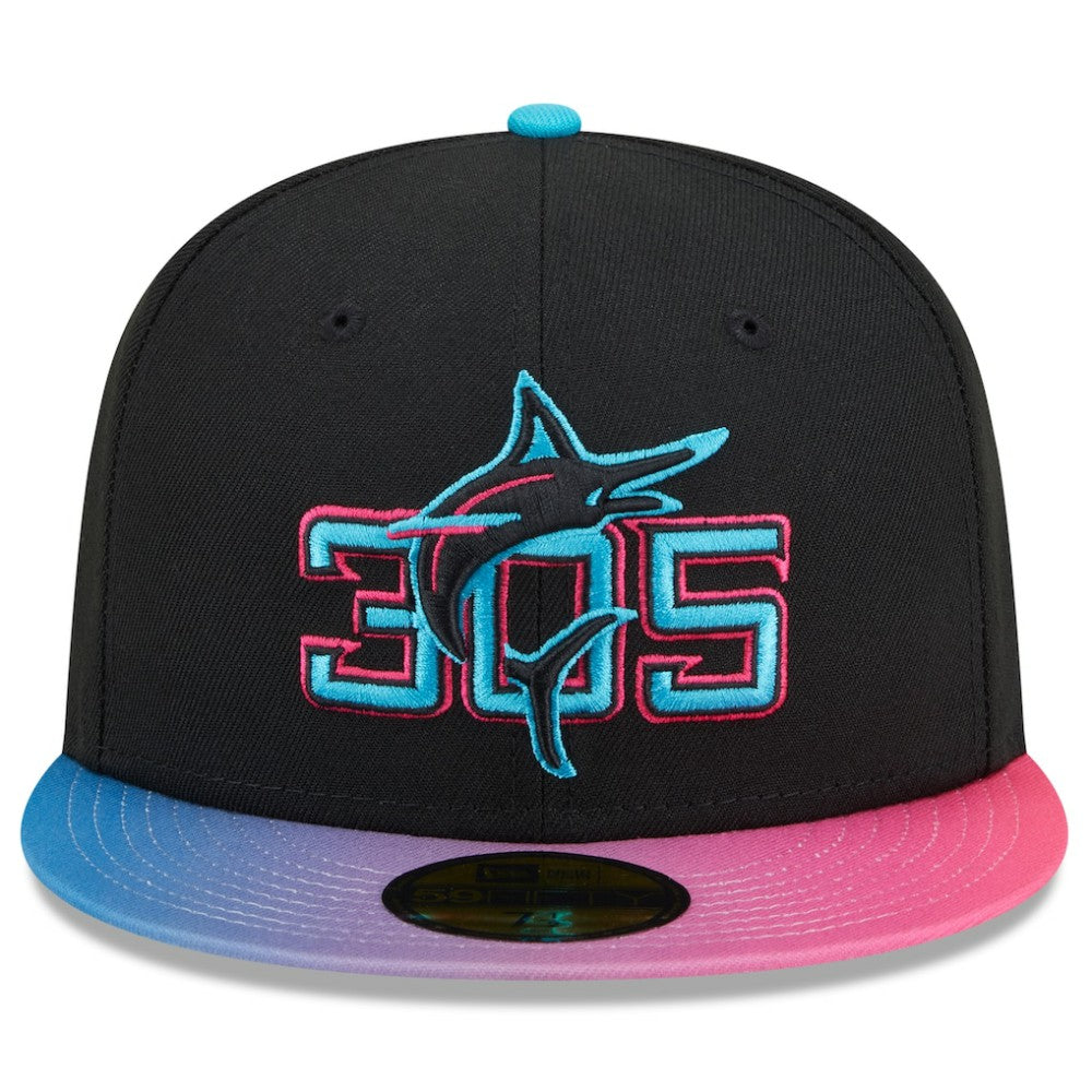 Miami Marlins 2025 City Connect 59FIFTY Fitted Hat - Black/Pink | New Era