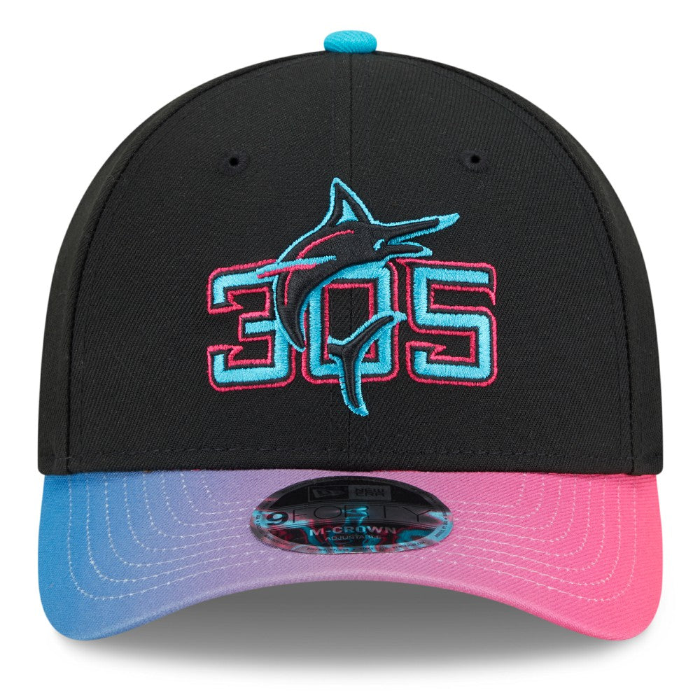 Miami Marlins 2025 City Connect 9FORTY M-Crown Adjustable Hat - Black/Pink | New Era