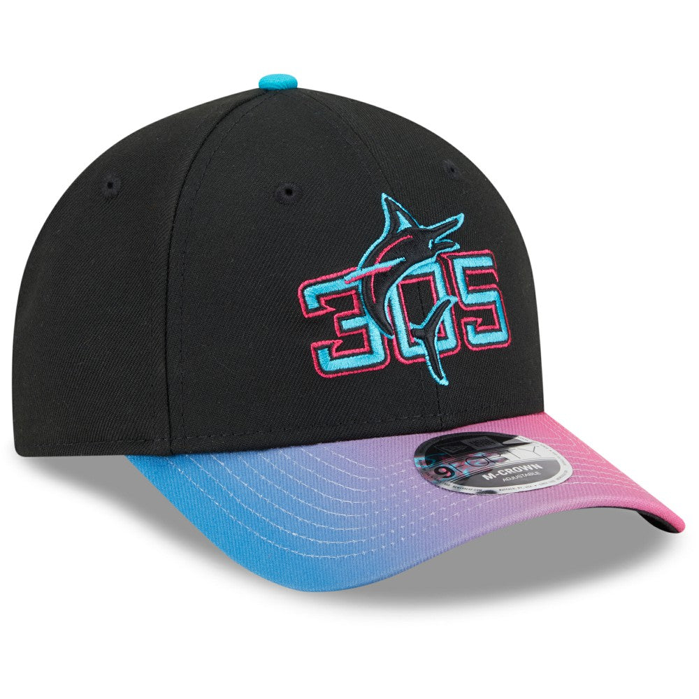 Miami Marlins 2025 City Connect 9FORTY M-Crown Adjustable Hat - Black/Pink | New Era