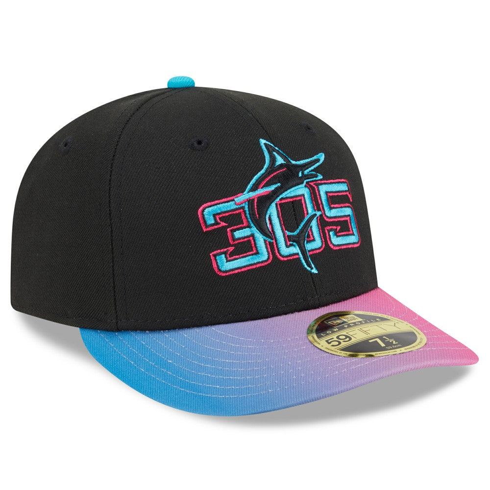 Miami Marlins 2025 City Connect Low Profile 59FIFTY Fitted Hat - Black/Pink | New Era