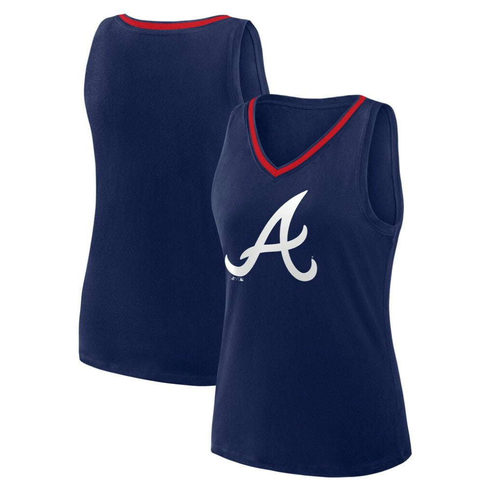 Atlanta Braves Logo Athletic Women's Stellar Win V-Neck Tank Top - Navy