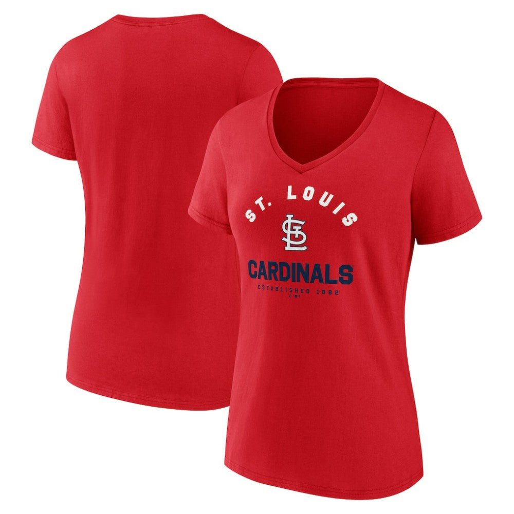 St. Louis Cardinals Logo Athletic Women's Unrivaled V-Neck T-Shirt - Red