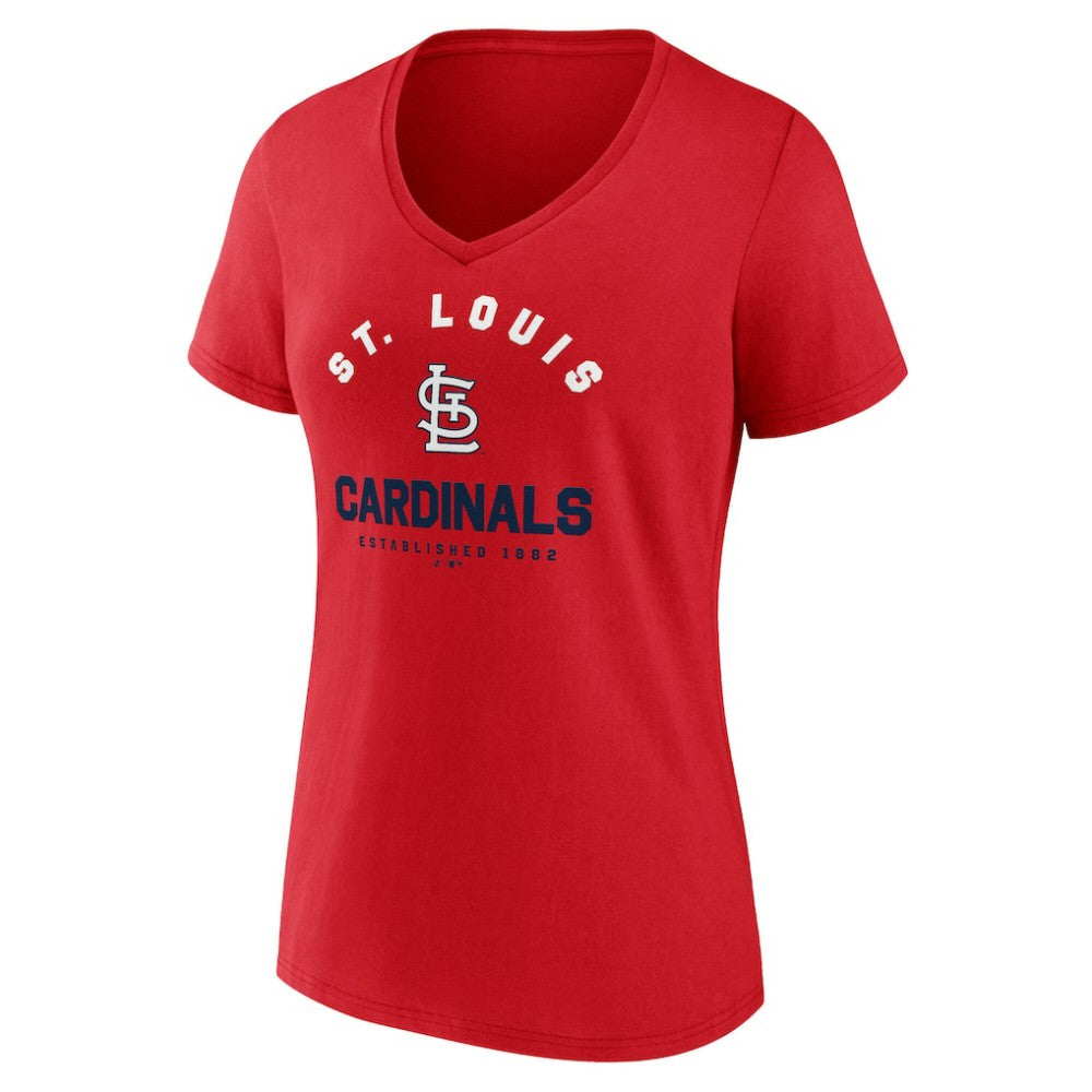 St. Louis Cardinals Logo Athletic Women's Unrivaled V-Neck T-Shirt - Red