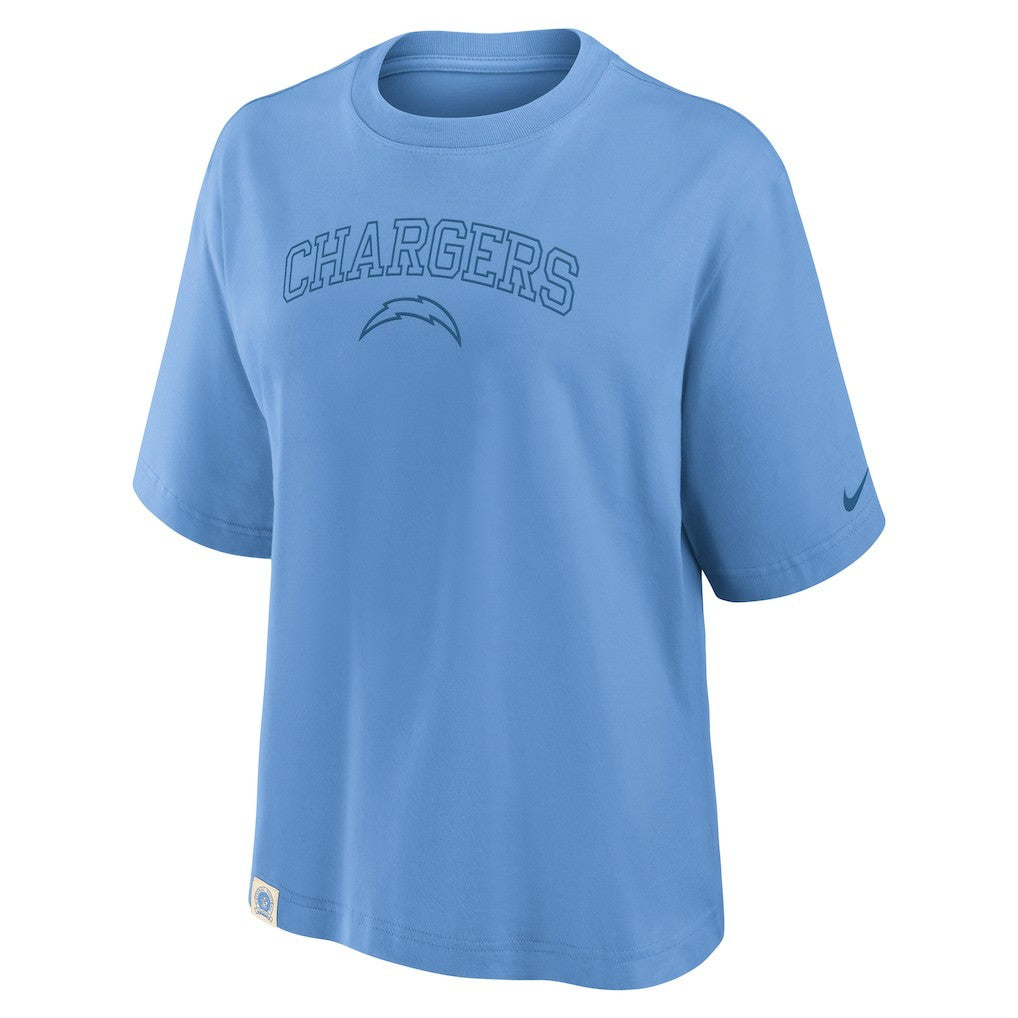 Los Angeles Chargers Women's Glory Arch Boxy T-Shirt - Powder Blue | Nike for sale