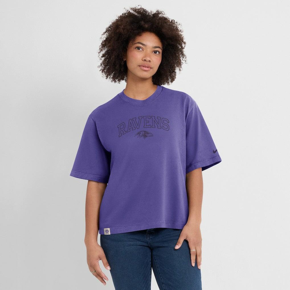 Baltimore Ravens Women's Glory Arch Boxy T-Shirt - Purple | Nike discount