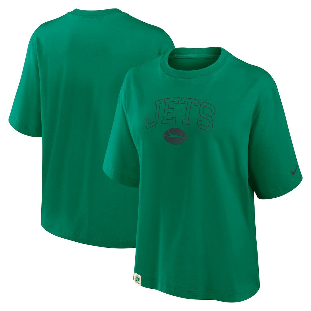 New York Jets Women's Glory Arch Boxy T-Shirt - Green | Nike outlet