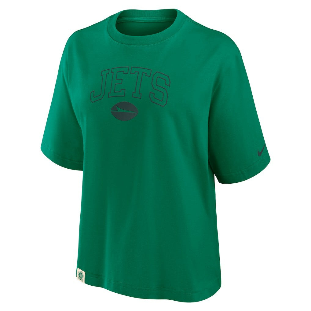 New York Jets Women's Glory Arch Boxy T-Shirt - Green | Nike outlet