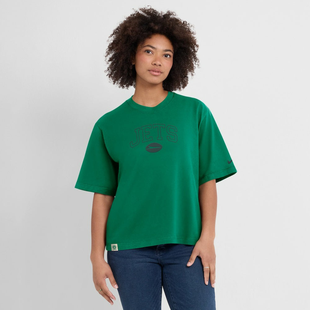 New York Jets Women's Glory Arch Boxy T-Shirt - Green | Nike outlet