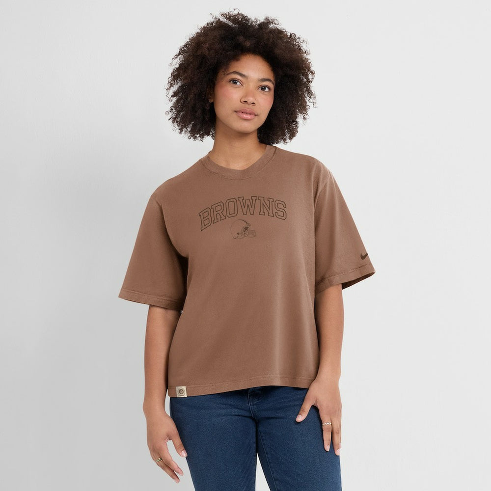 Cleveland Browns Women's Glory Arch Boxy T-Shirt - Brown | Nike cheap