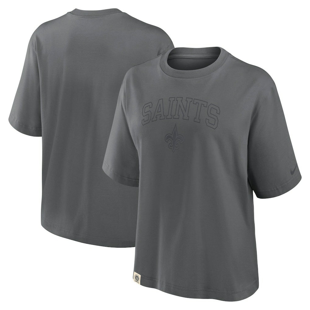 New Orleans Saints Women's Glory Arch Boxy T-Shirt - Charcoal | Nike on sale