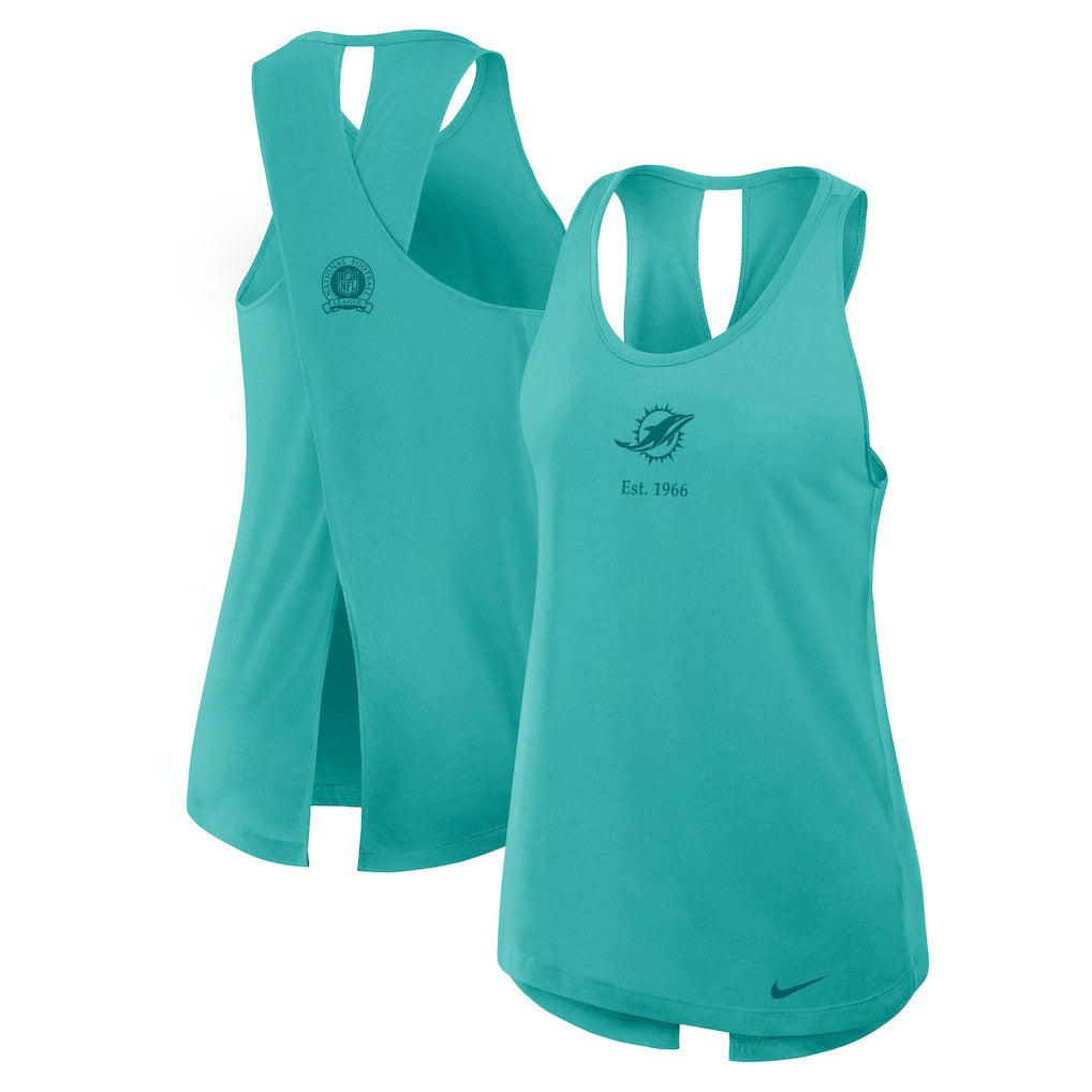 Miami Dolphins Women's Glory Open-Back Crisscross Dri-FIT Tank Top - Aqua | Nike cheap