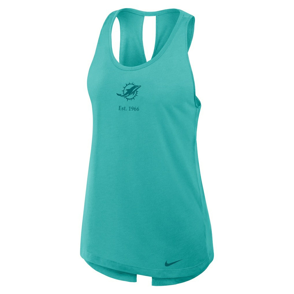 Miami Dolphins Women's Glory Open-Back Crisscross Dri-FIT Tank Top - Aqua | Nike cheap