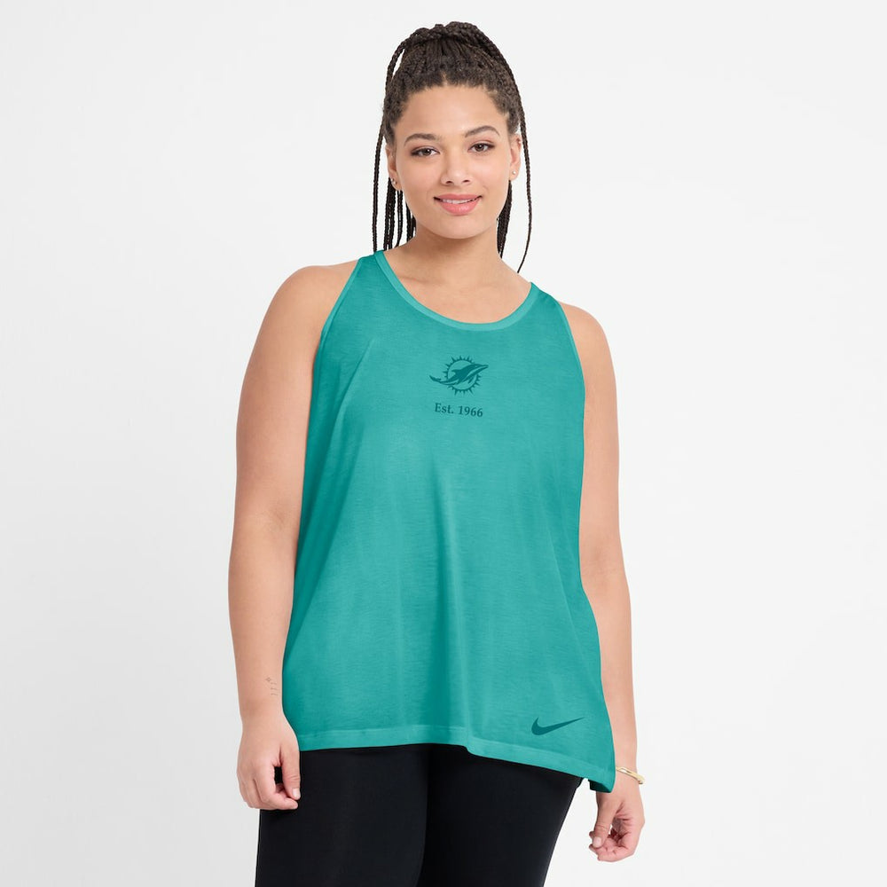 Miami Dolphins Women's Glory Open-Back Crisscross Dri-FIT Tank Top - Aqua | Nike cheap