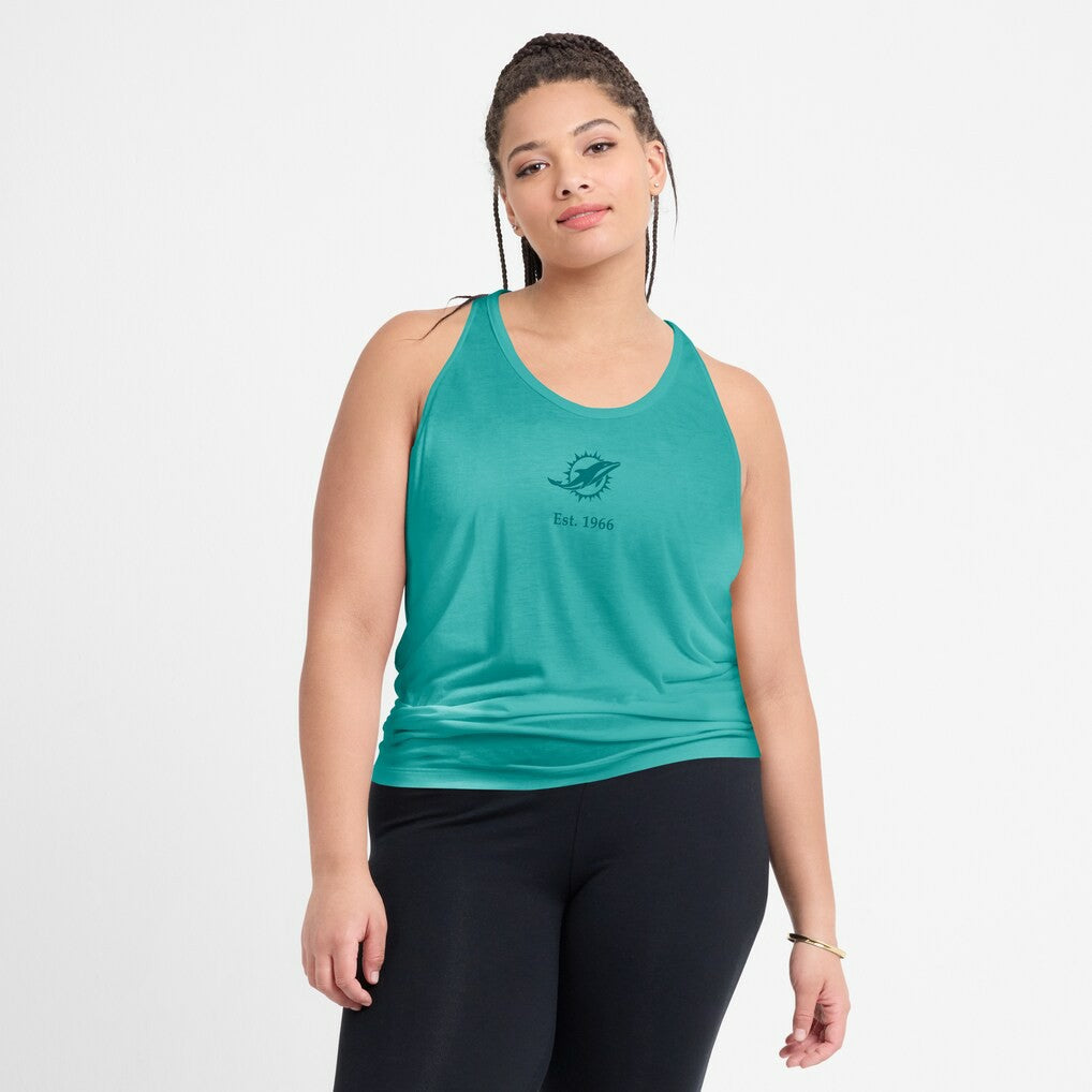Miami Dolphins Women's Glory Open-Back Crisscross Dri-FIT Tank Top - Aqua | Nike cheap