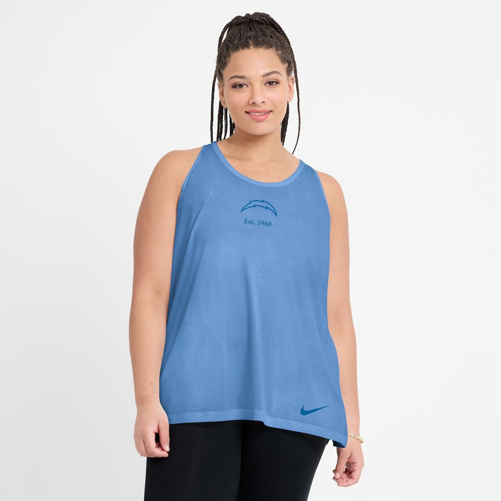 Los Angeles Chargers Women's Glory Open-Back Crisscross Dri-FIT Tank Top - Powder Blue | Nike outlet