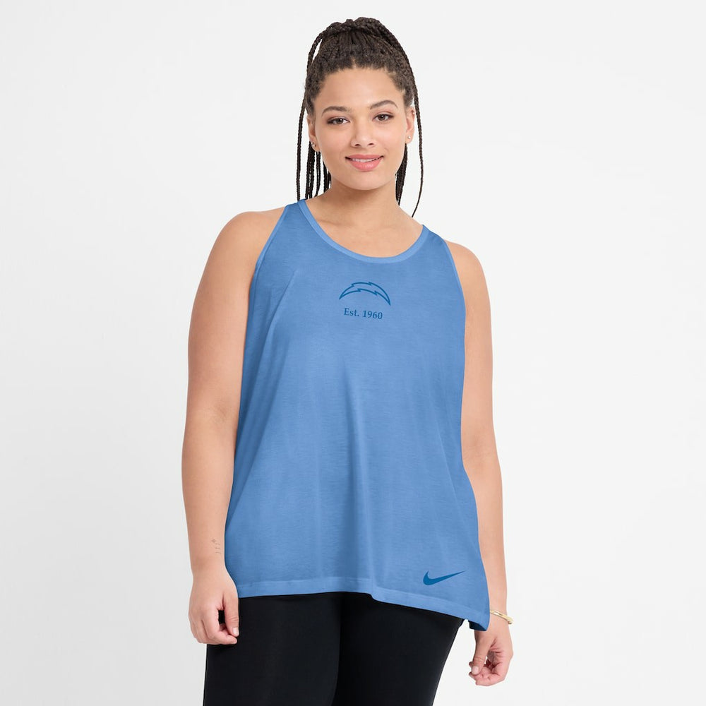 Los Angeles Chargers Women's Glory Open-Back Crisscross Dri-FIT Tank Top - Powder Blue | Nike outlet