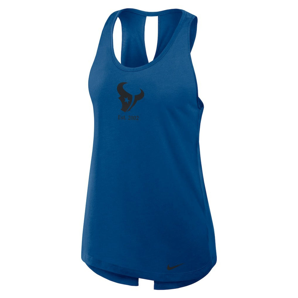 Houston Texans Women's Glory Open-Back Crisscross Dri-FIT Tank Top - Navy | Nike for sale