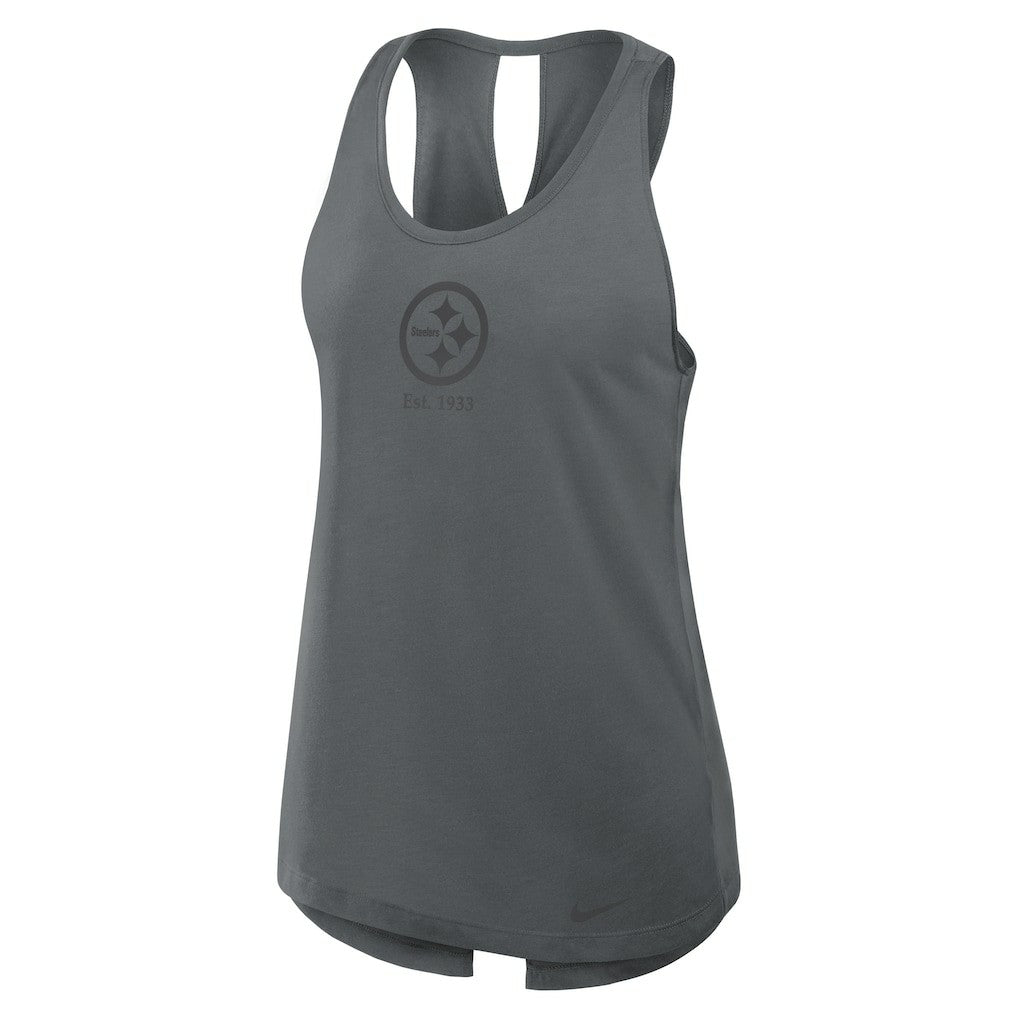 Pittsburgh Steelers Women's Glory Open-Back Crisscross Dri-FIT Tank Top - Charcoal | Nike discount