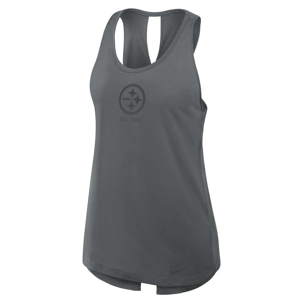 Pittsburgh Steelers Women's Glory Open-Back Crisscross Dri-FIT Tank Top - Charcoal | Nike discount