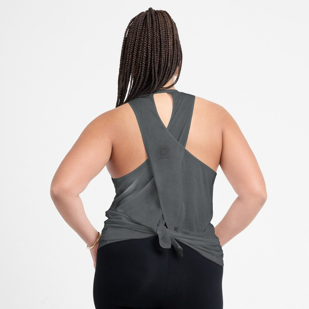 Pittsburgh Steelers Women's Glory Open-Back Crisscross Dri-FIT Tank Top - Charcoal | Nike discount