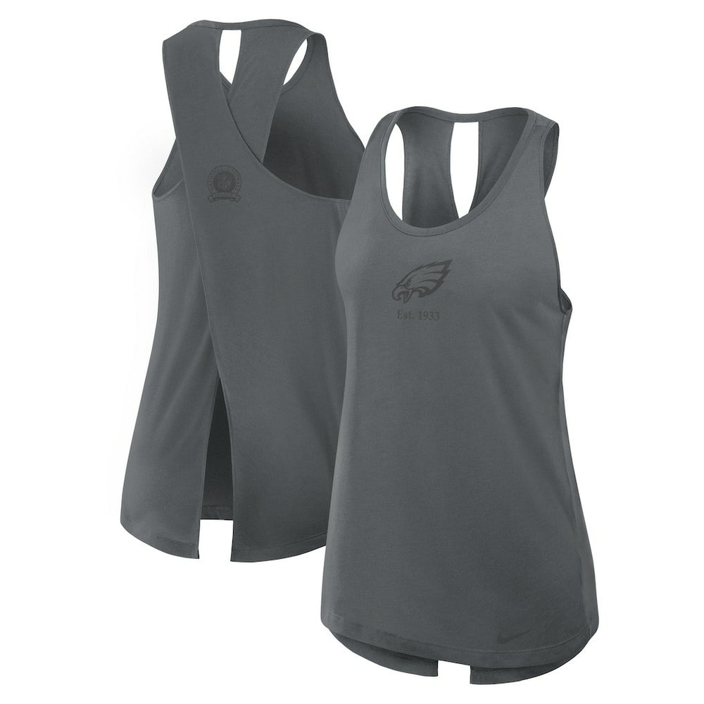 Philadelphia Eagles Women's Glory Open-Back Crisscross Dri-FIT Tank Top - Charcoal | Nike cheap