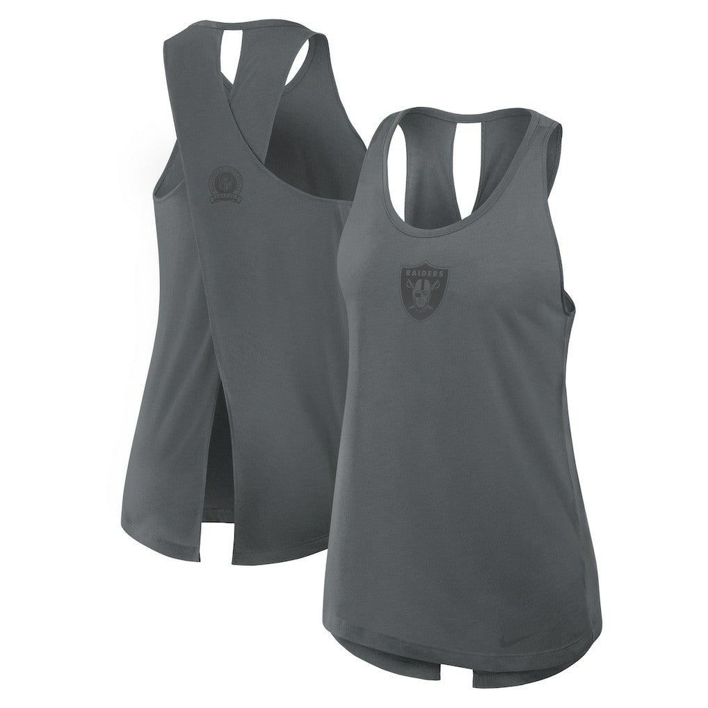 Las Vegas Raiders Women's Glory Open-Back Crisscross Dri-FIT Tank Top - Charcoal | Nike online