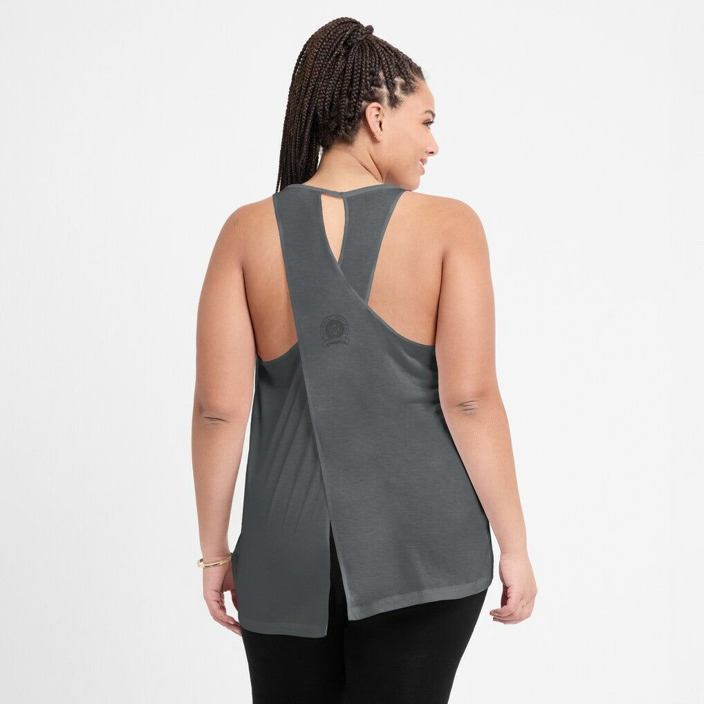 Las Vegas Raiders Women's Glory Open-Back Crisscross Dri-FIT Tank Top - Charcoal | Nike online