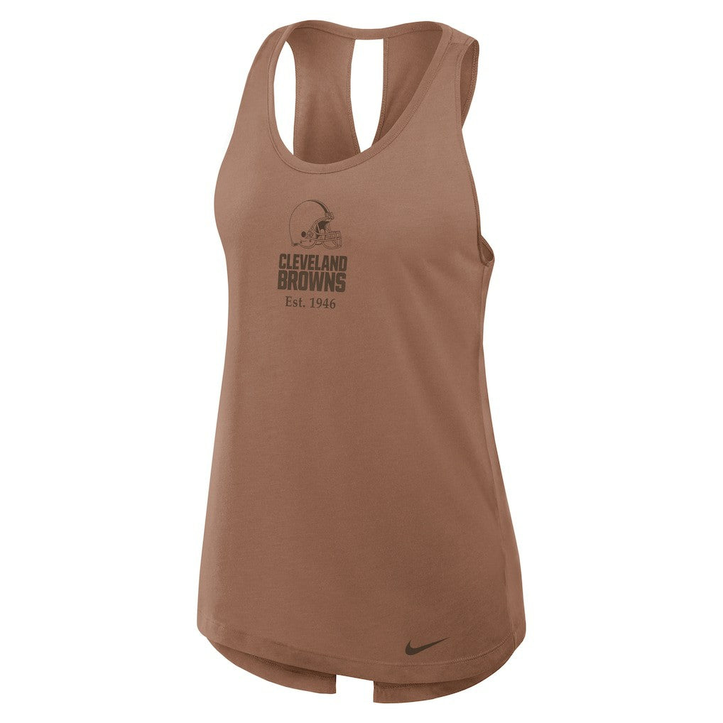Cleveland Browns Women's Glory Open-Back Crisscross Dri-FIT Tank Top - Brown | Nike for sale