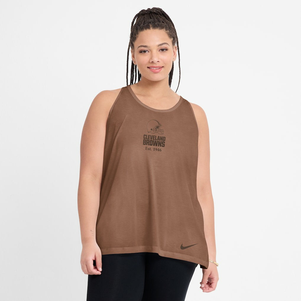 Cleveland Browns Women's Glory Open-Back Crisscross Dri-FIT Tank Top - Brown | Nike for sale