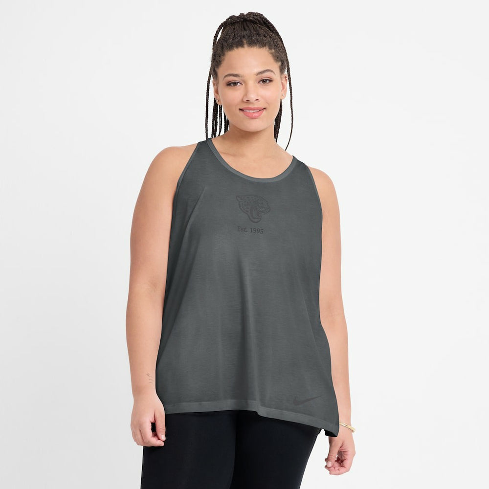 Jacksonville Jaguars Women's Glory Open-Back Crisscross Dri-FIT Tank Top - Charcoal | Nike sale