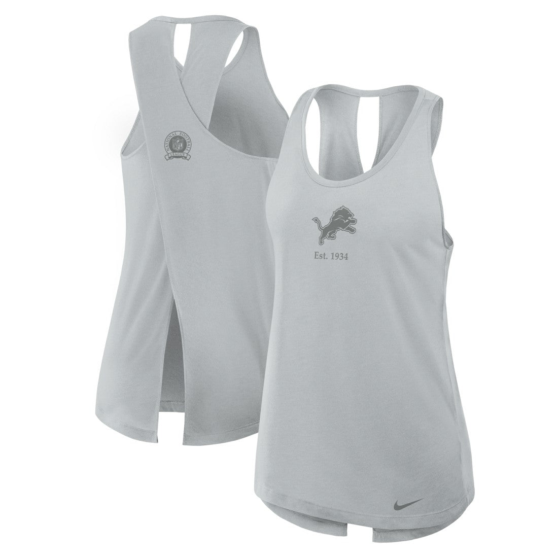 Detroit Lions Women's Glory Open-Back Crisscross Dri-FIT Tank Top - Gray | Nike sale
