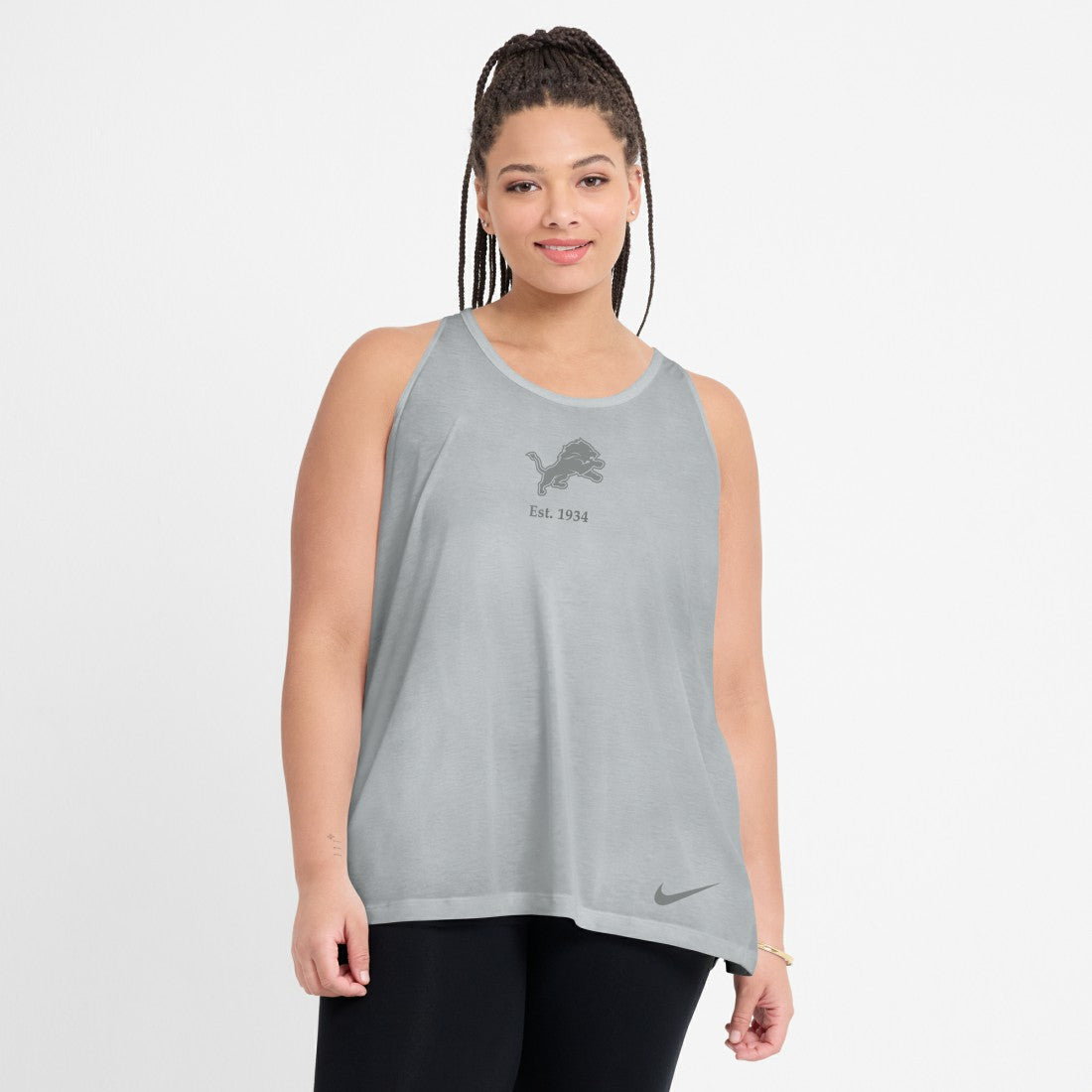 Detroit Lions Women's Glory Open-Back Crisscross Dri-FIT Tank Top - Gray | Nike sale