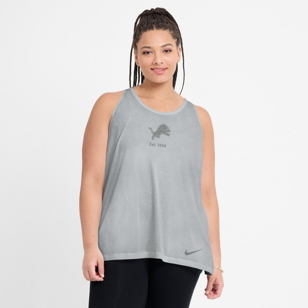 Detroit Lions Women's Glory Open-Back Crisscross Dri-FIT Tank Top - Gray | Nike sale