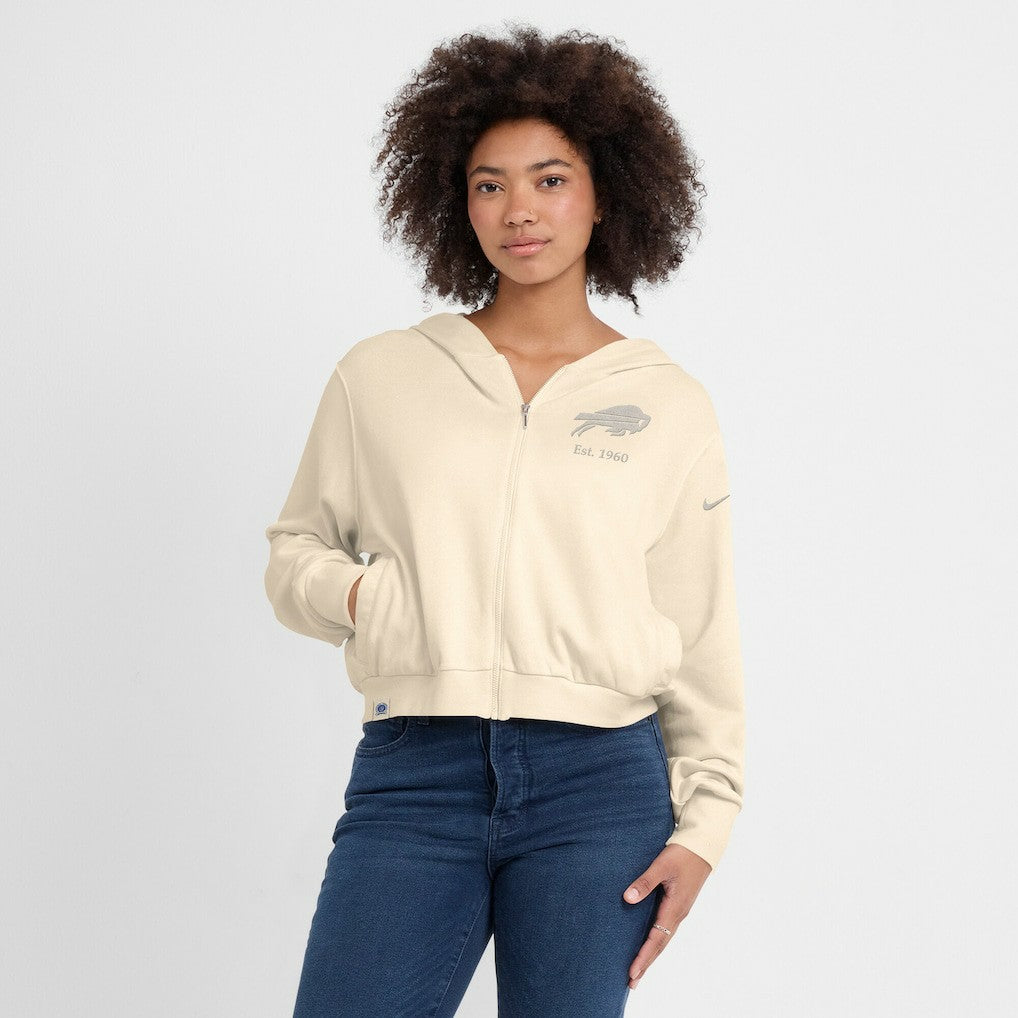 Buffalo Bills Women's Glory Cropped Full-Zip Hoodie - Cream | Nike online