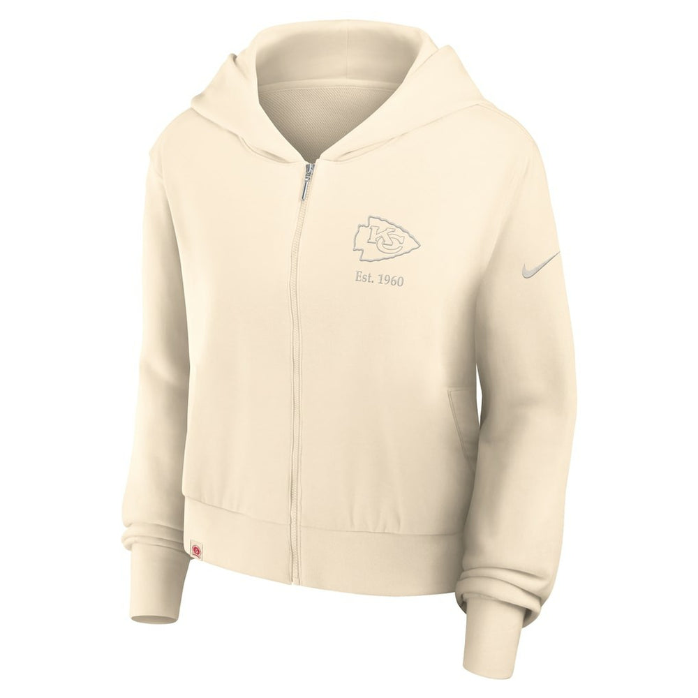 Kansas City Chiefs Women's Glory Cropped Full-Zip Hoodie - Cream | Nike sale