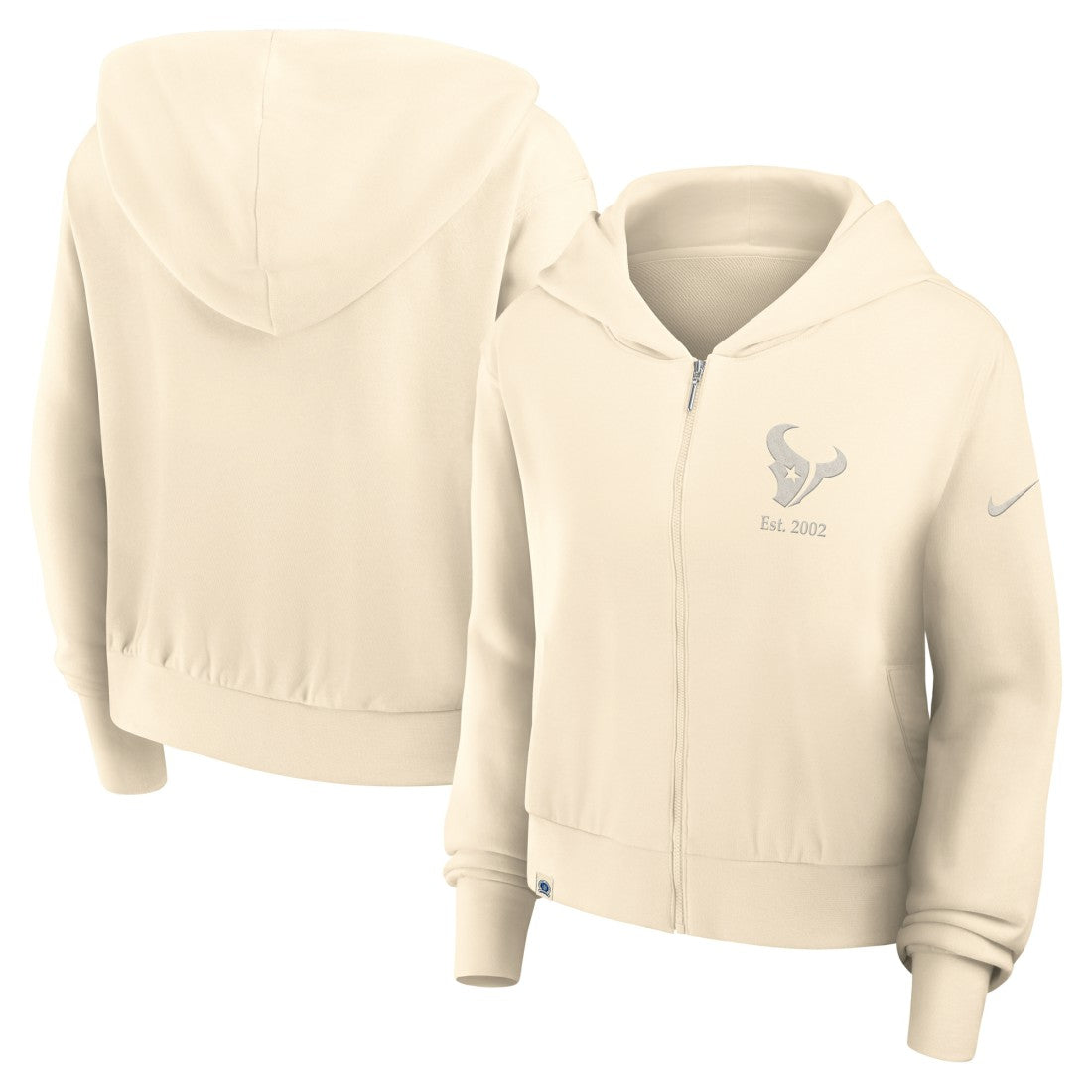 Houston Texans Women's Glory Cropped Full-Zip Hoodie - Cream | Nike for sale