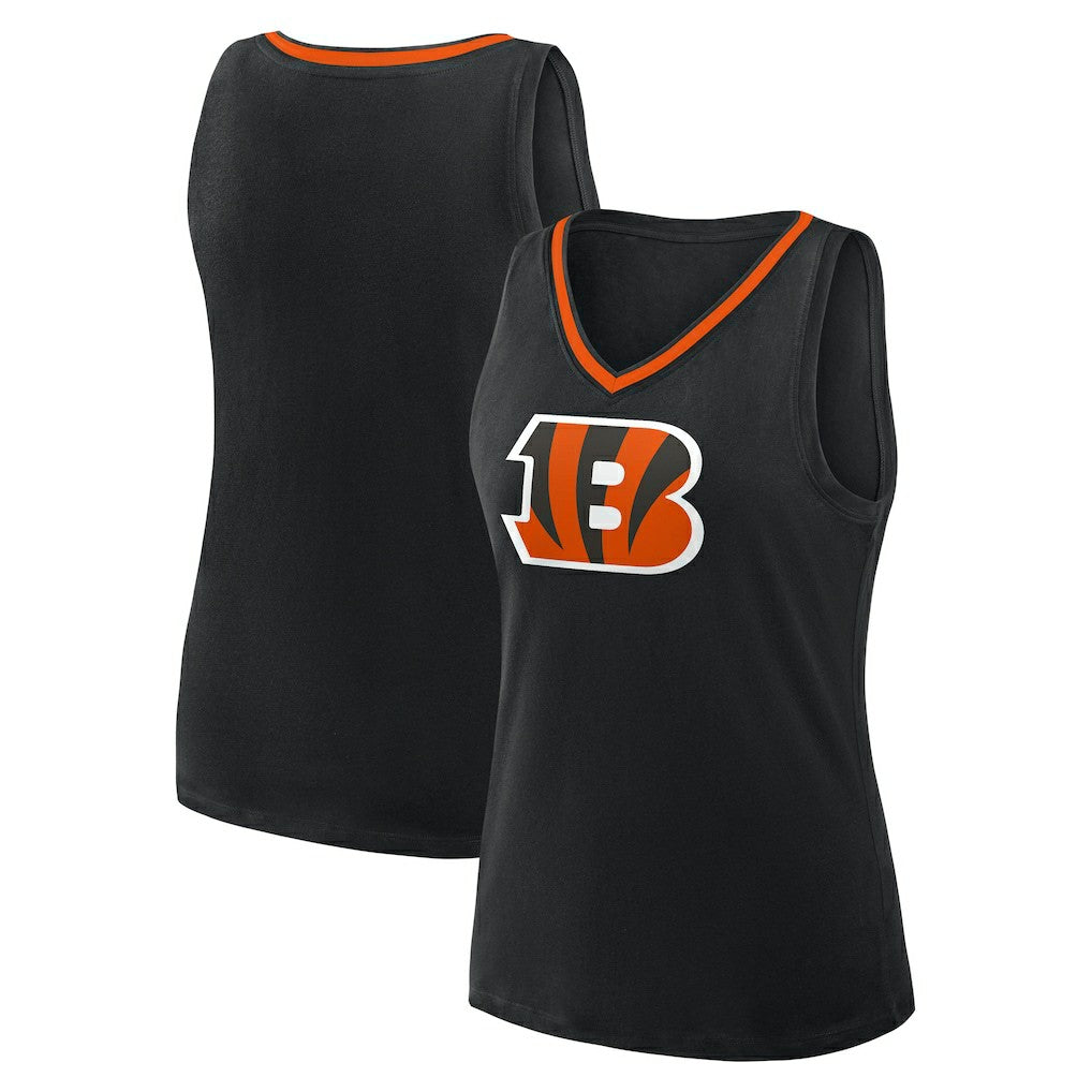 Cincinnati Bengals Logo Athletic Women's Stellar Win V-Neck Tank Top - Black on sale