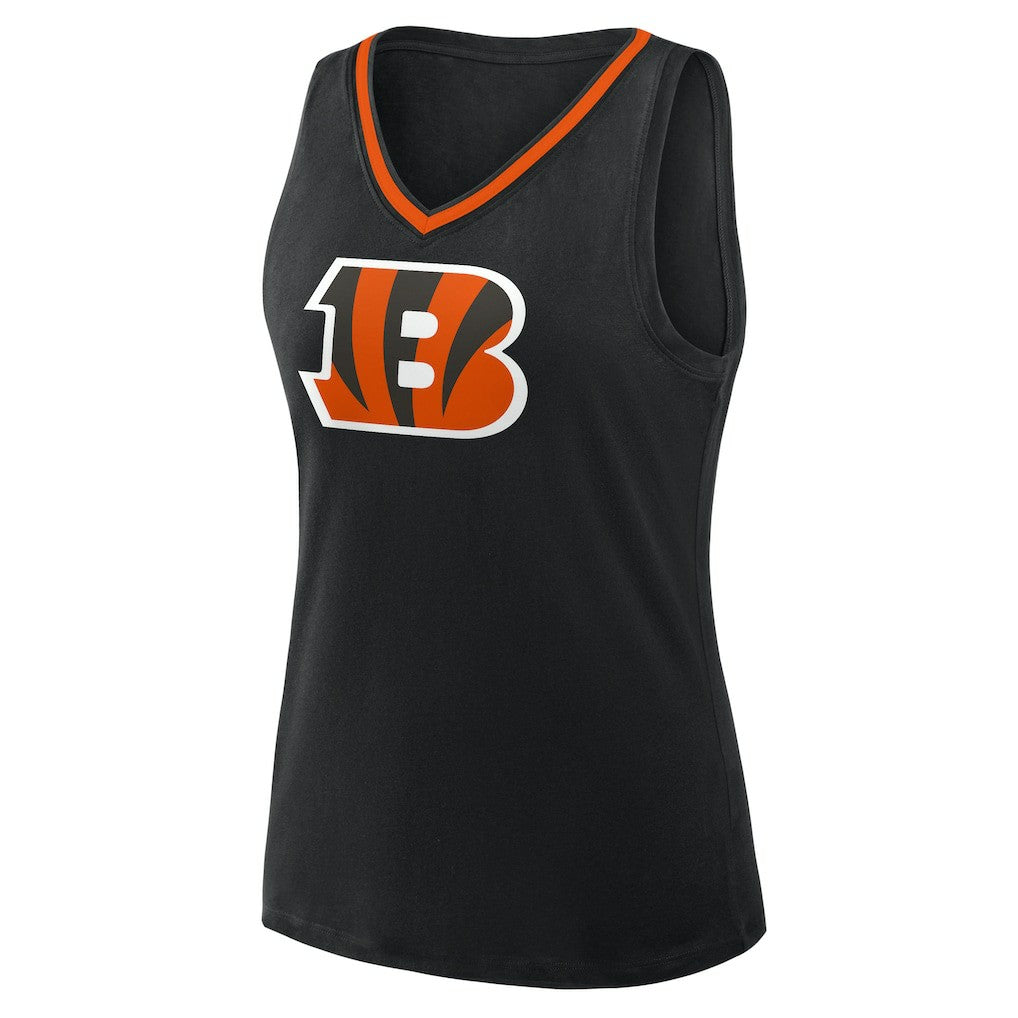 Cincinnati Bengals Logo Athletic Women's Stellar Win V-Neck Tank Top - Black on sale