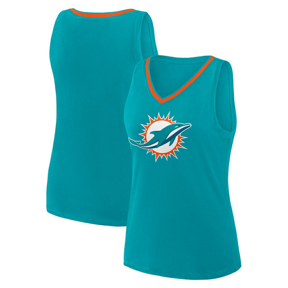 Miami Dolphins Logo Athletic Women's Stellar Win V-Neck Tank Top - Aqua outlet
