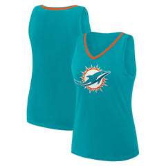 Miami Dolphins Logo Athletic Women's Stellar Win V-Neck Tank Top - Aqua outlet