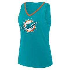 Miami Dolphins Logo Athletic Women's Stellar Win V-Neck Tank Top - Aqua outlet