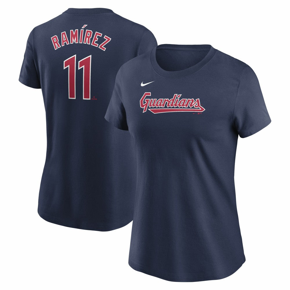 José Ramírez Cleveland Guardians Women's Cooperstown Collection Fuse Name & Number T-Shirt - Navy | Nike