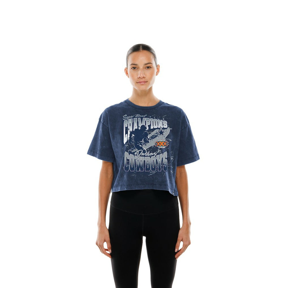Dallas Cowboys New Era Women's Cropped Boxy Sport Classics Mineral Wash T-Shirt - Navy online
