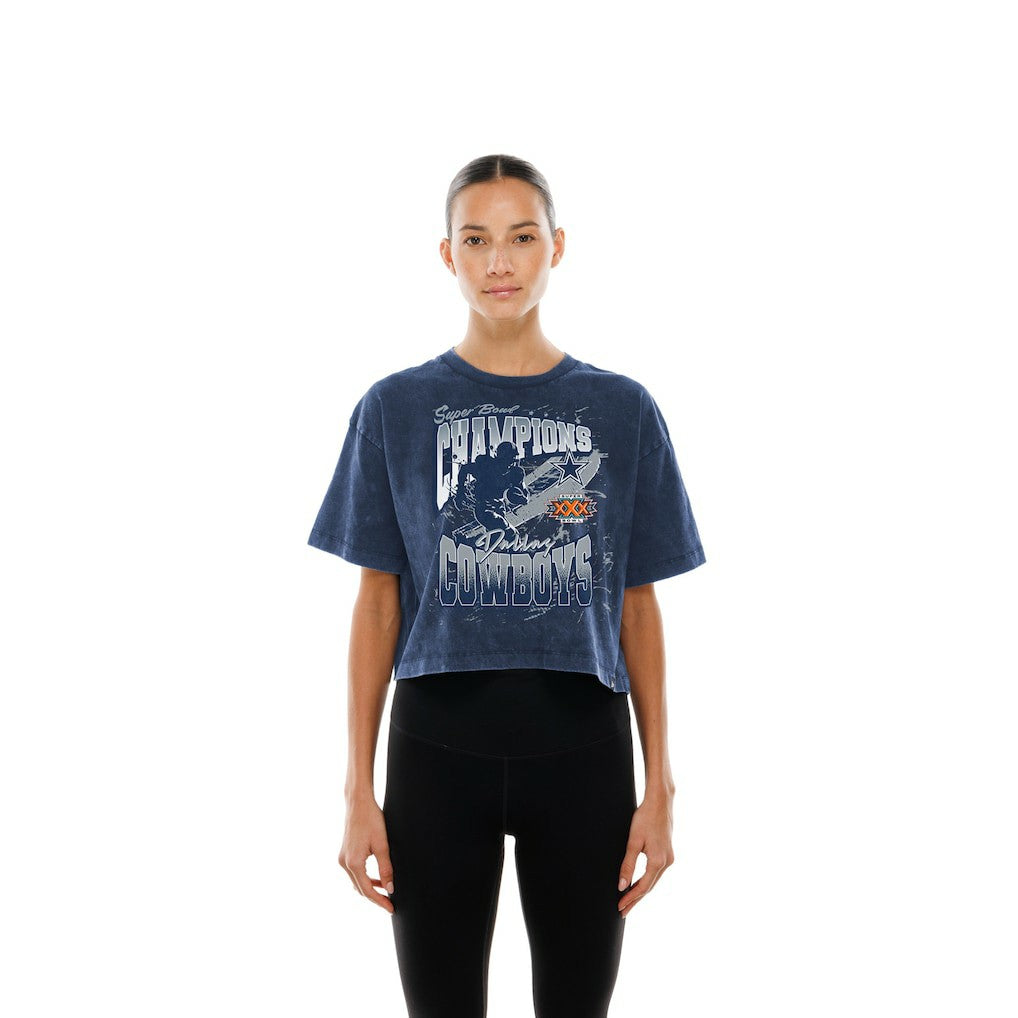 Dallas Cowboys New Era Women's Cropped Boxy Sport Classics Mineral Wash T-Shirt - Navy online